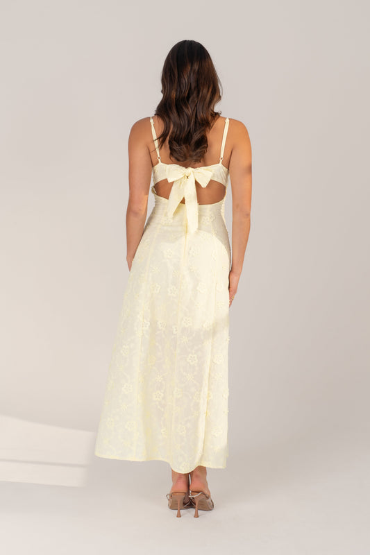 Adelaide White Embroidered Maxi Dress with Tie Back