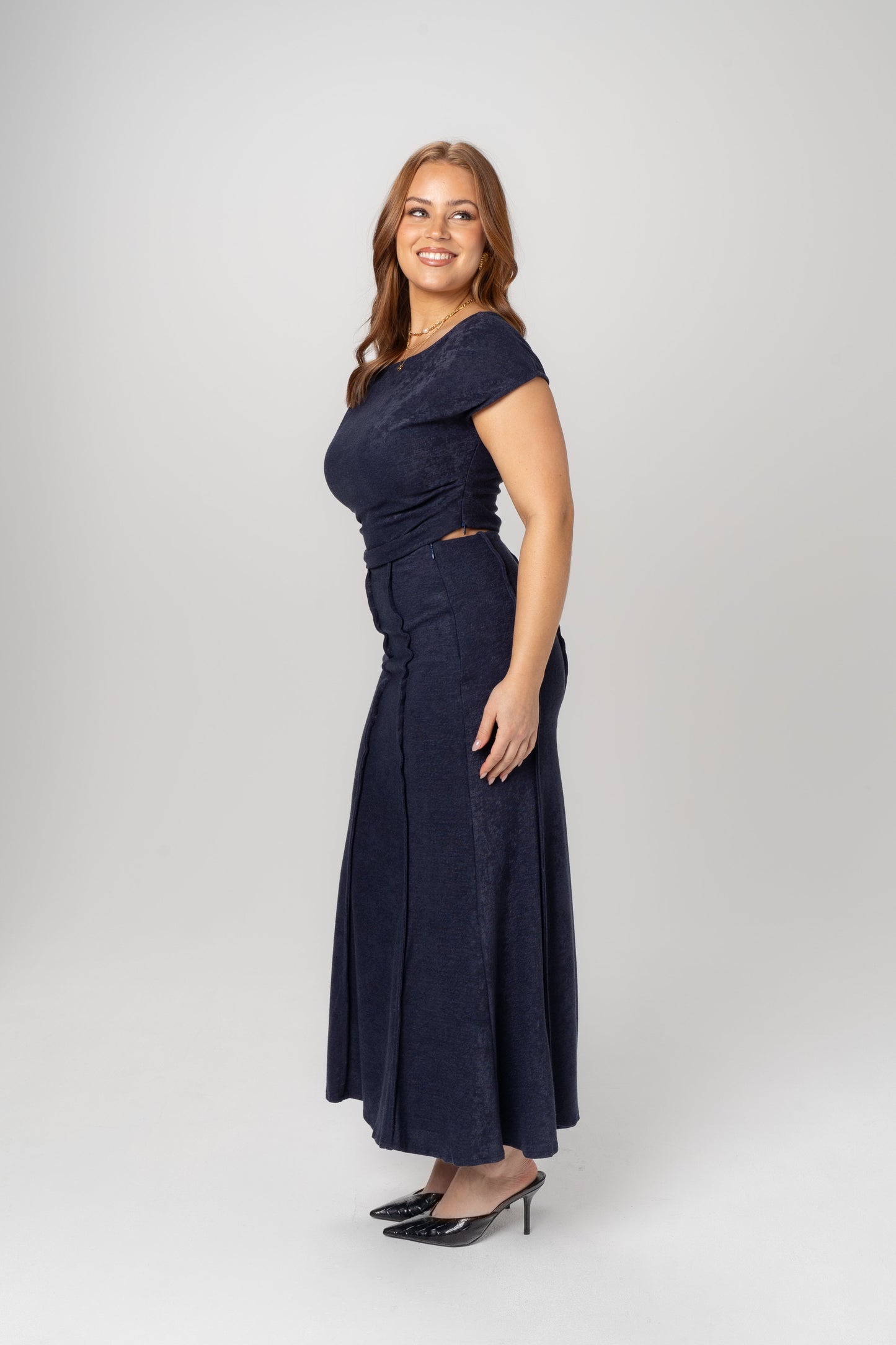 Althea Blue Two Piece Set - Cropped Top & Maxi Skirt