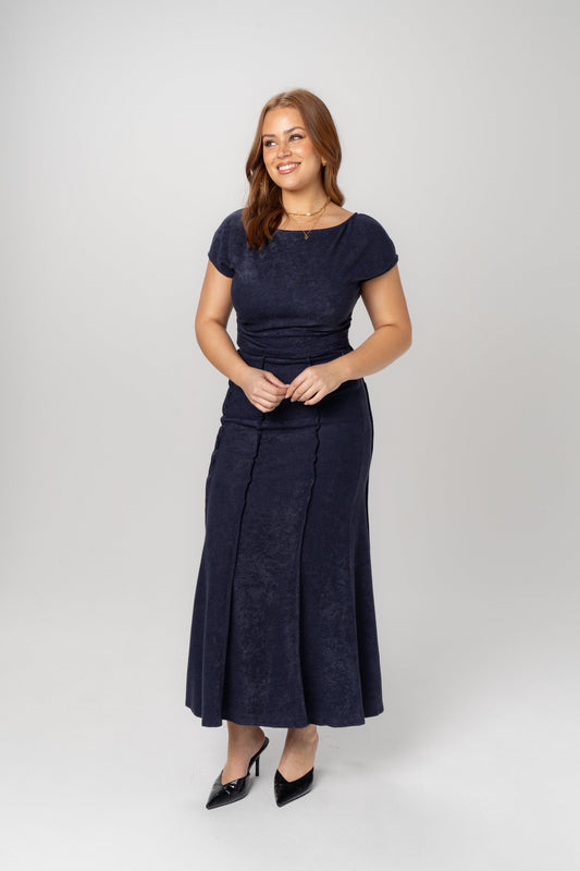 Althea Blue Two Piece Set - Cropped Top & Maxi Skirt