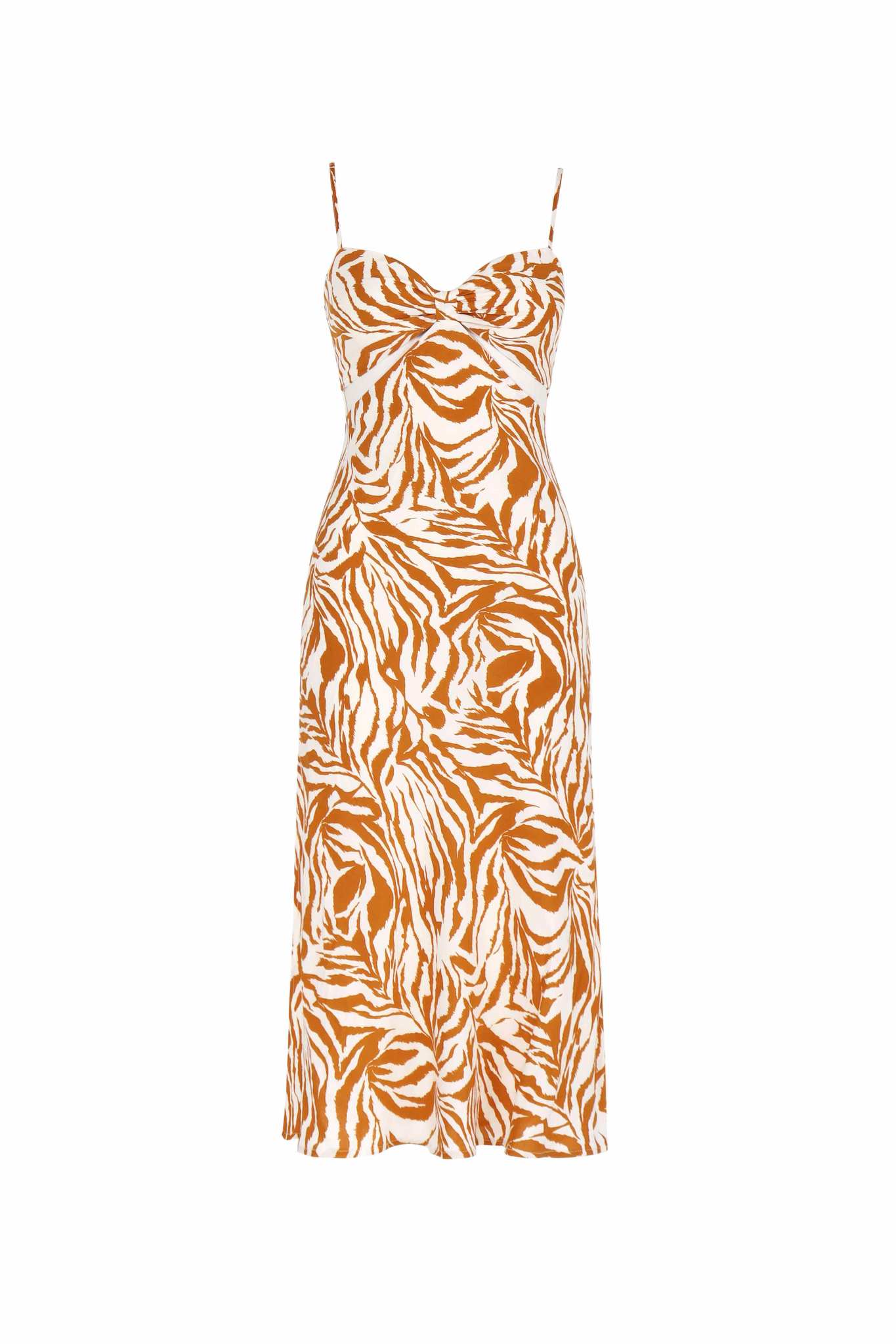 Maya Tan Zebra Print Midi Dress