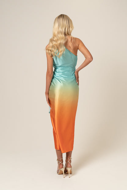 Sandrine One Shoulder Ombre Cocktail Dress