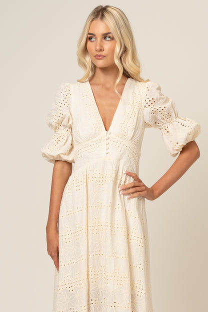 Alicia V-Neck Embroidery Maxi Dress