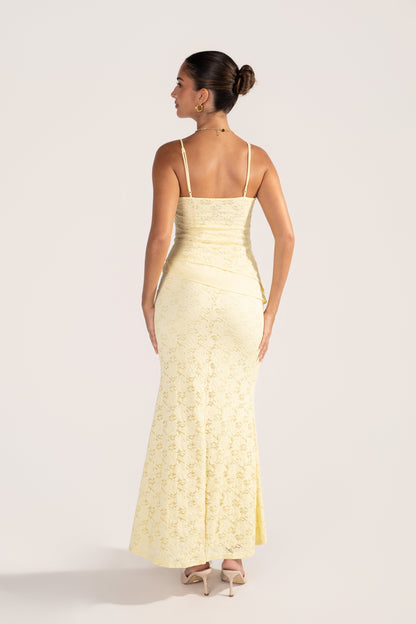 Ardyn Yellow Lace Set - Asymmetrical Cami Top & Maxi Skirt