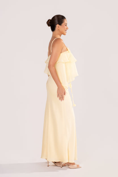 Brea Butter Yellow Ruffle Maxi Dress