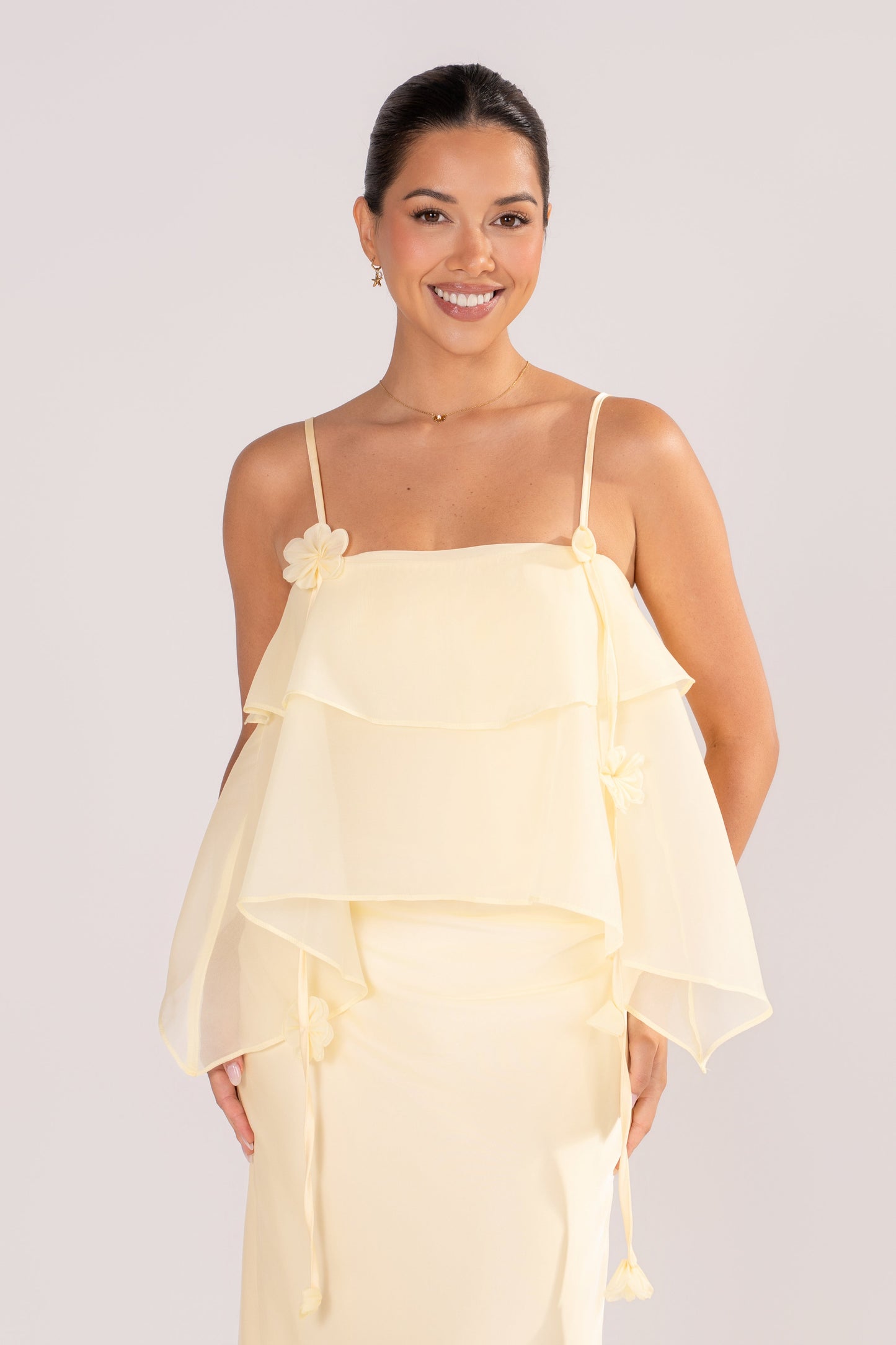 Brea Butter Yellow Ruffle Maxi Dress