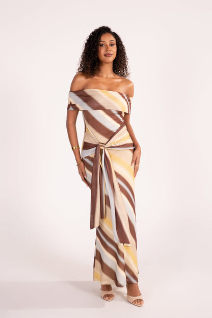 Bronwyn Off-Shoulder Maxi Dress with Drape Waist