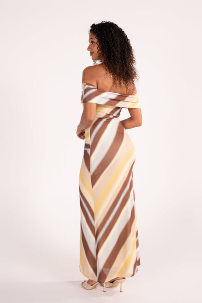 Bronwyn Off-Shoulder Maxi Dress with Drape Waist
