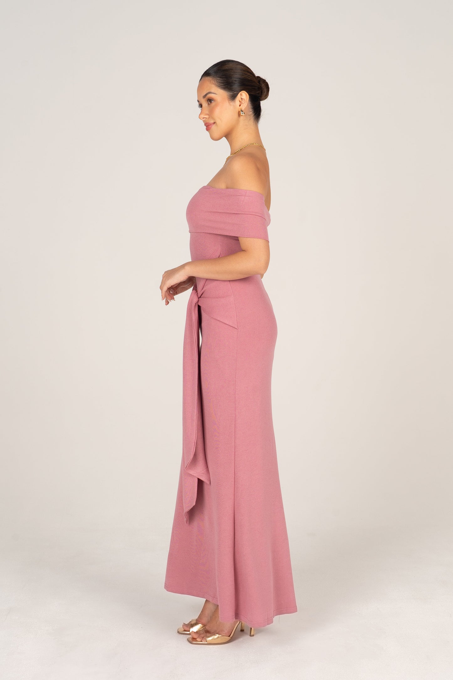 Bronwyn Off-Shoulder Maxi Dress with Drape Waist