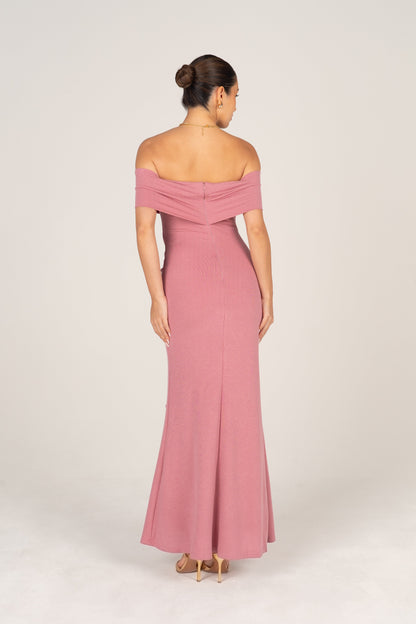 Bronwyn Off-Shoulder Maxi Dress with Drape Waist