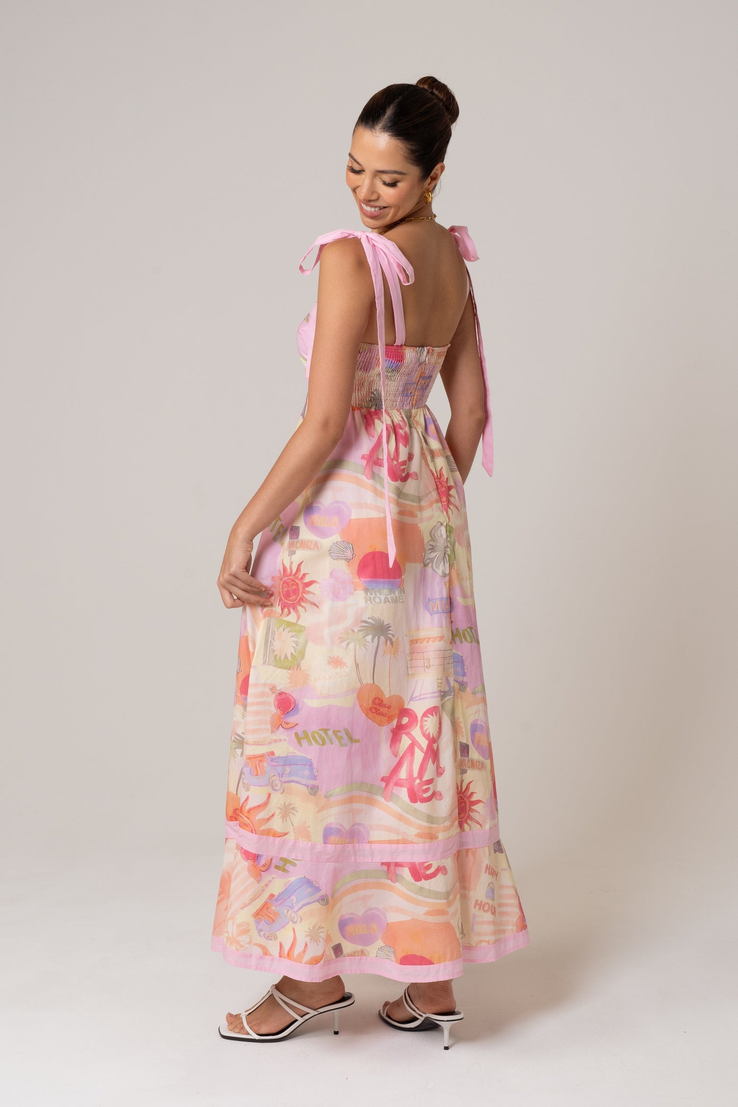 Tanya Holiday Print Maxi Dress