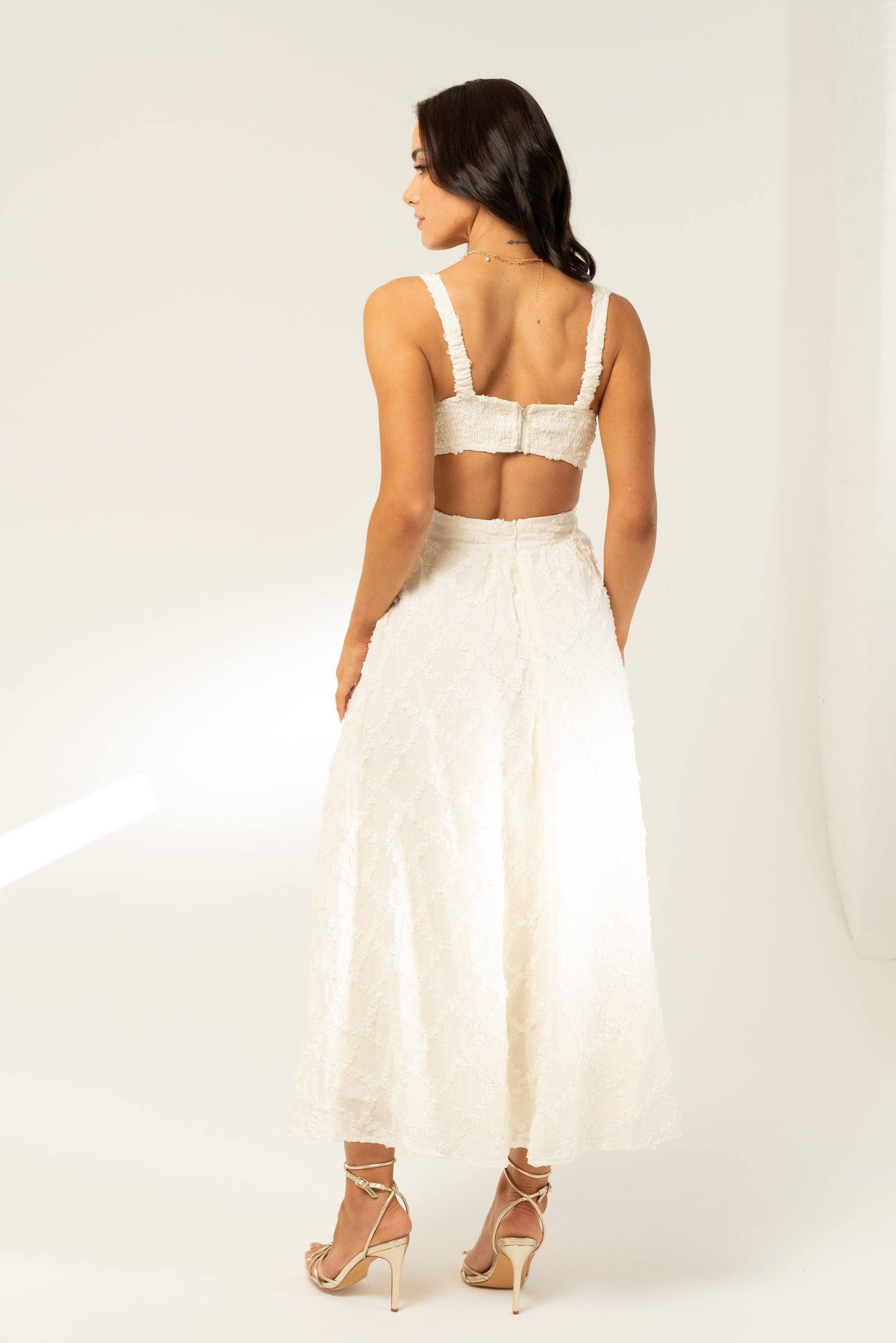 Bree Waist Cut-Out White Maxi Dress