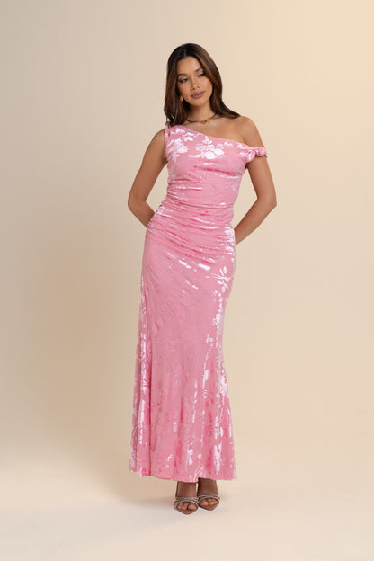 Lani Drop Shoulder Pink Maxi Dress