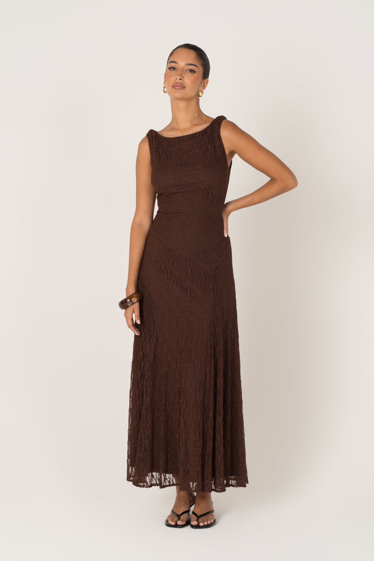 Delia Lace Yellow Maxi Dress with Twist Details