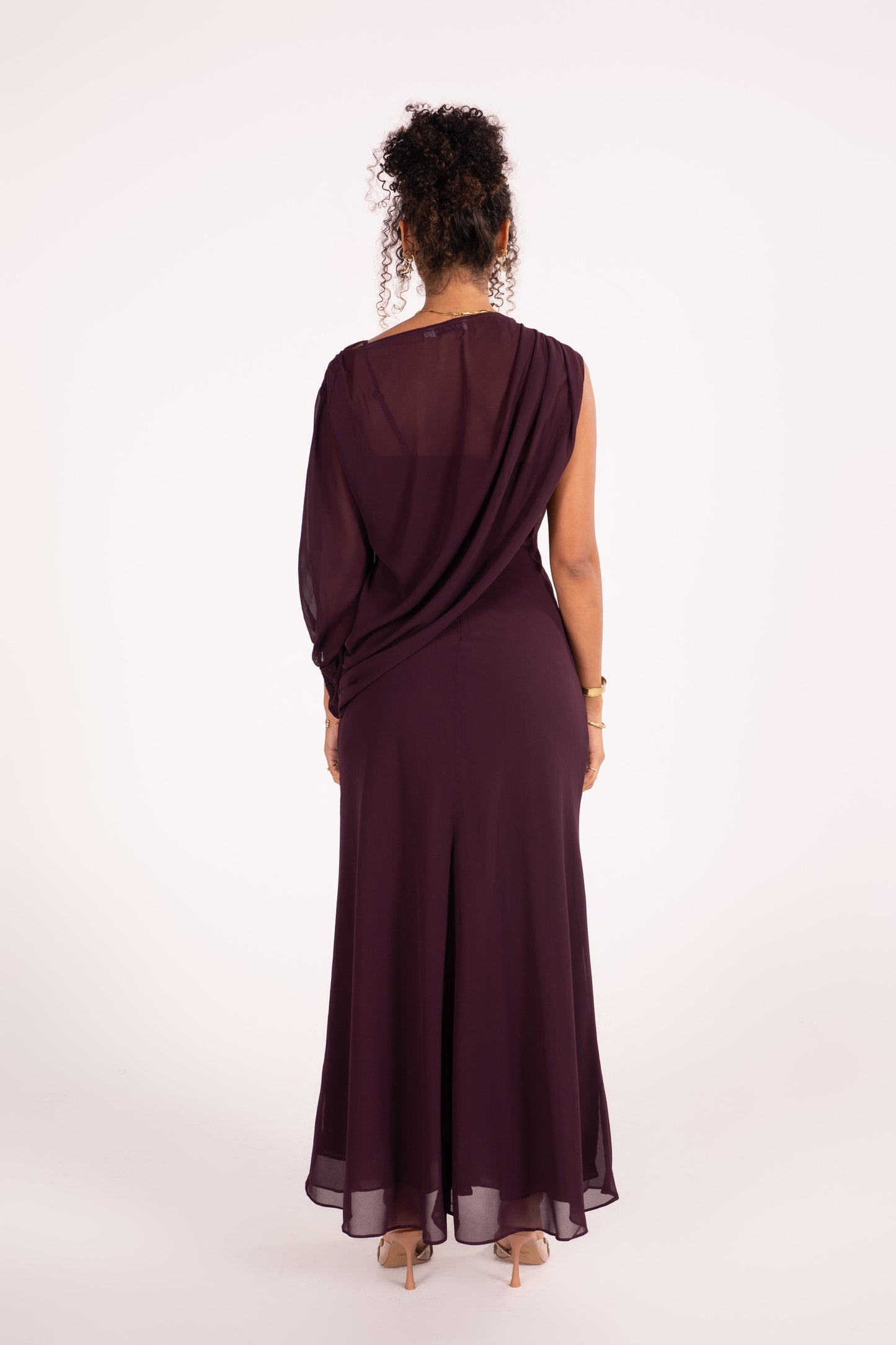 Diana Deep Purple Maxi Dress with Sheer Overlay