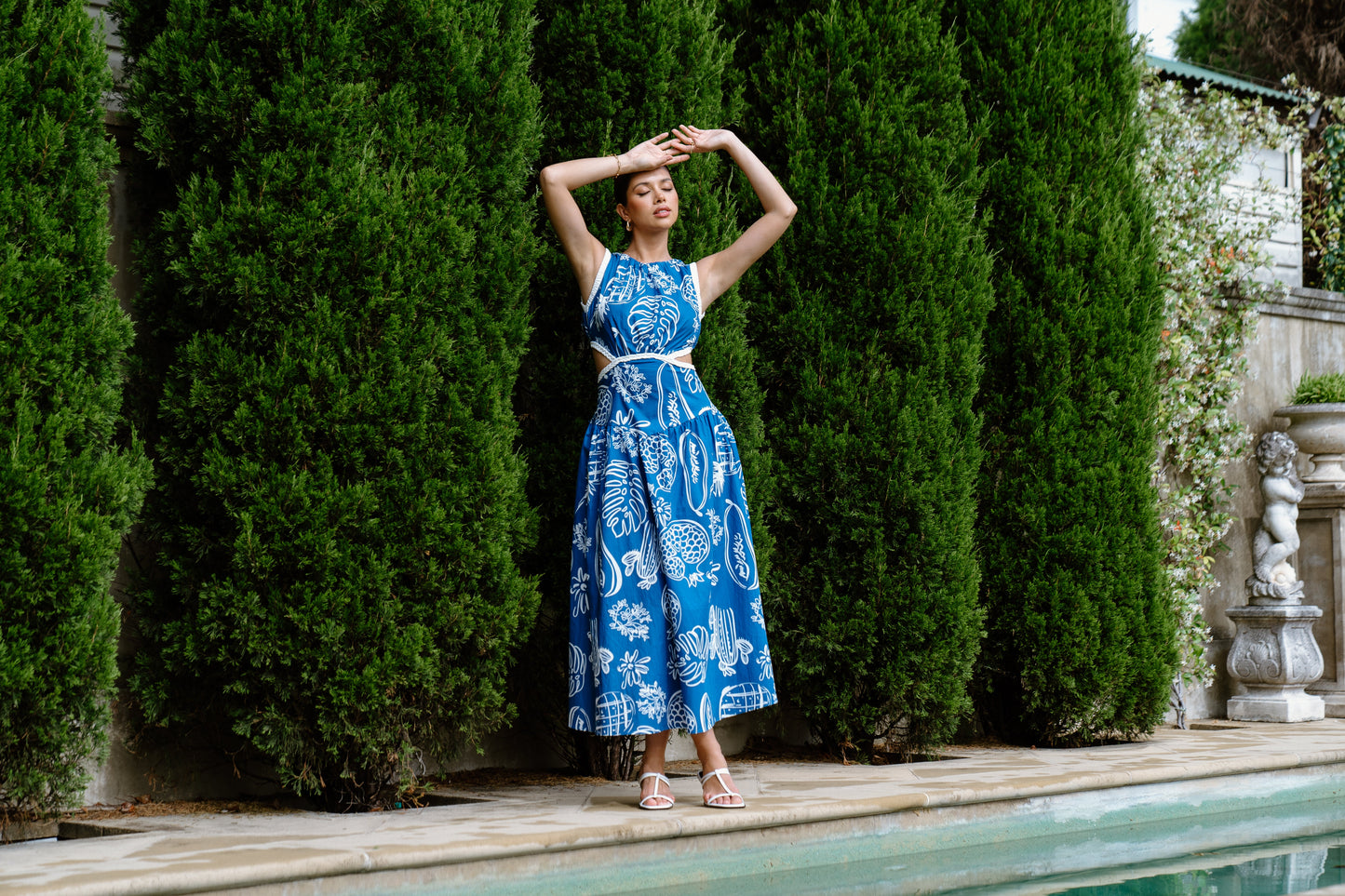 Isla Midi Dress with White Trim