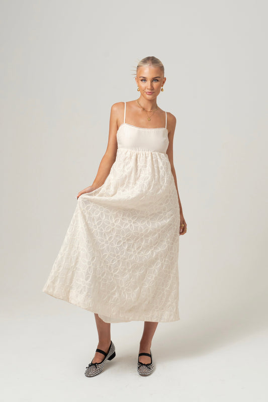 Arabella Cream Maxi Tie Back Dress