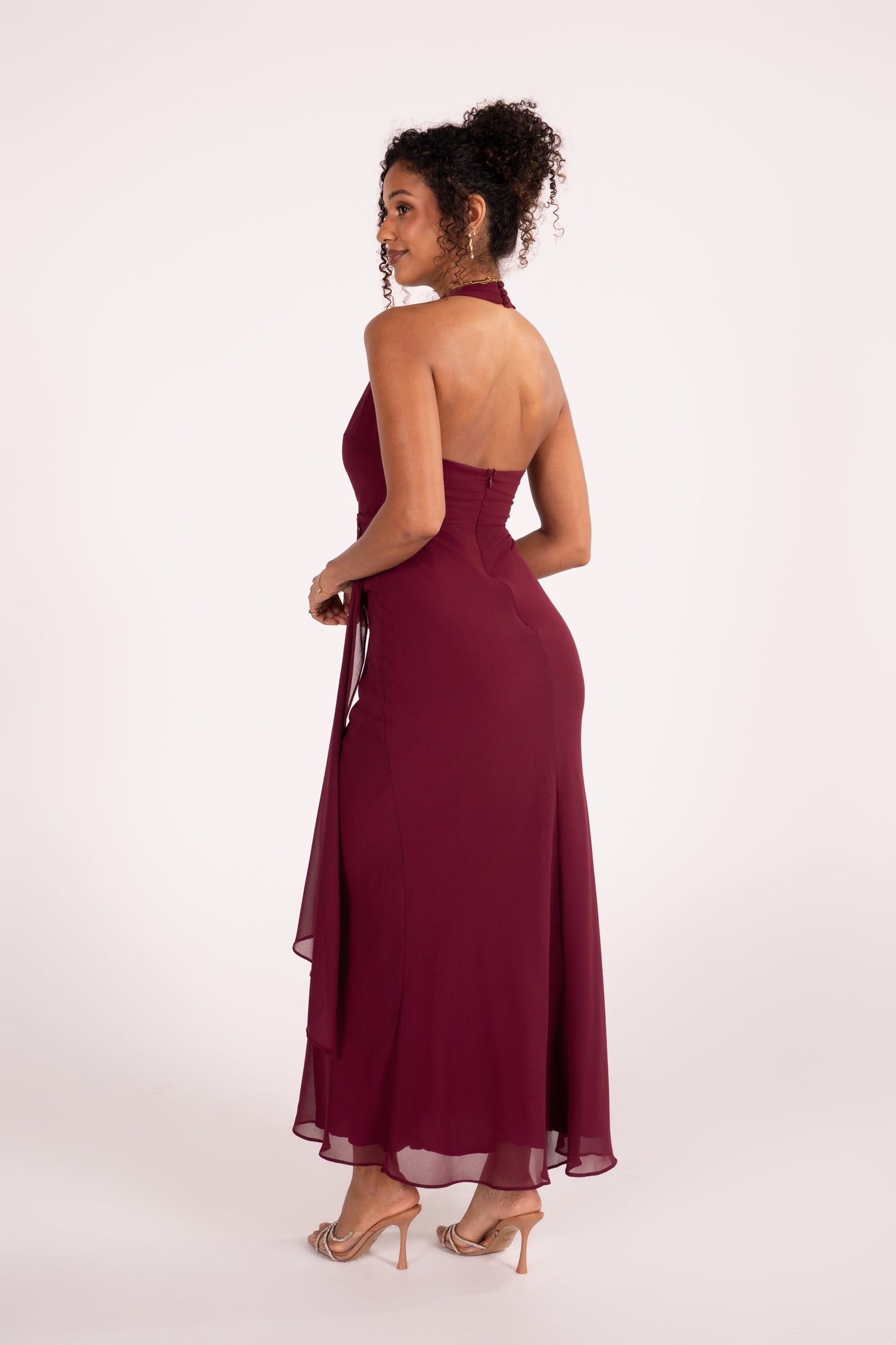 Givelle Maxi V-Neck Halter Dress