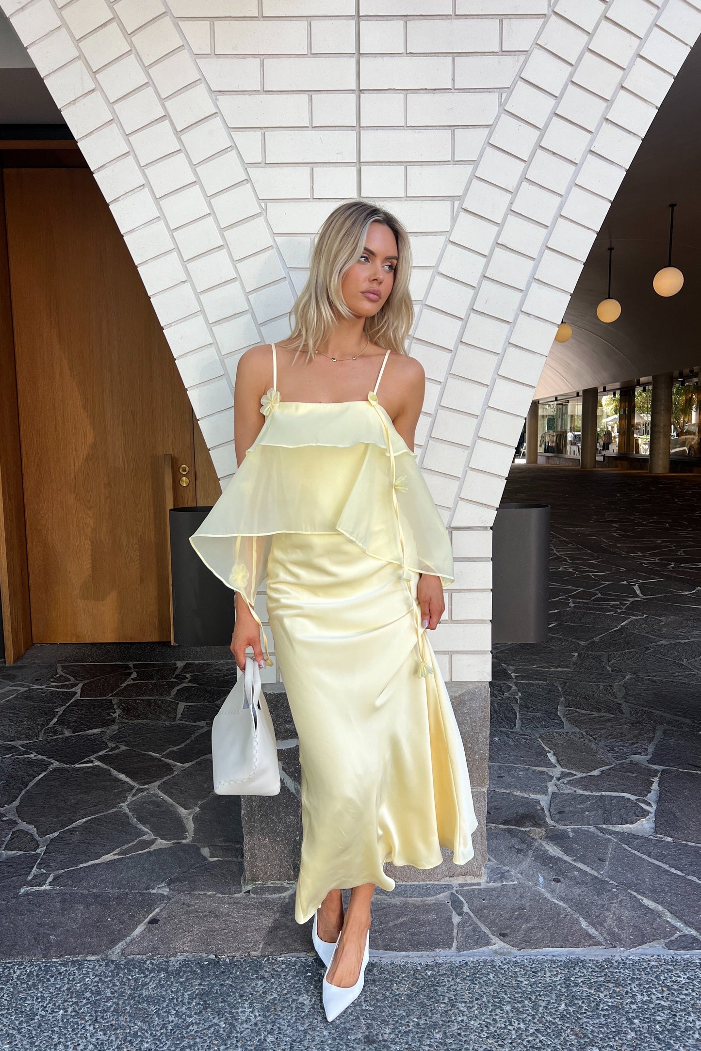Brea Butter Yellow Ruffle Maxi Dress