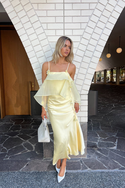 Brea Butter Yellow Ruffle Maxi Dress