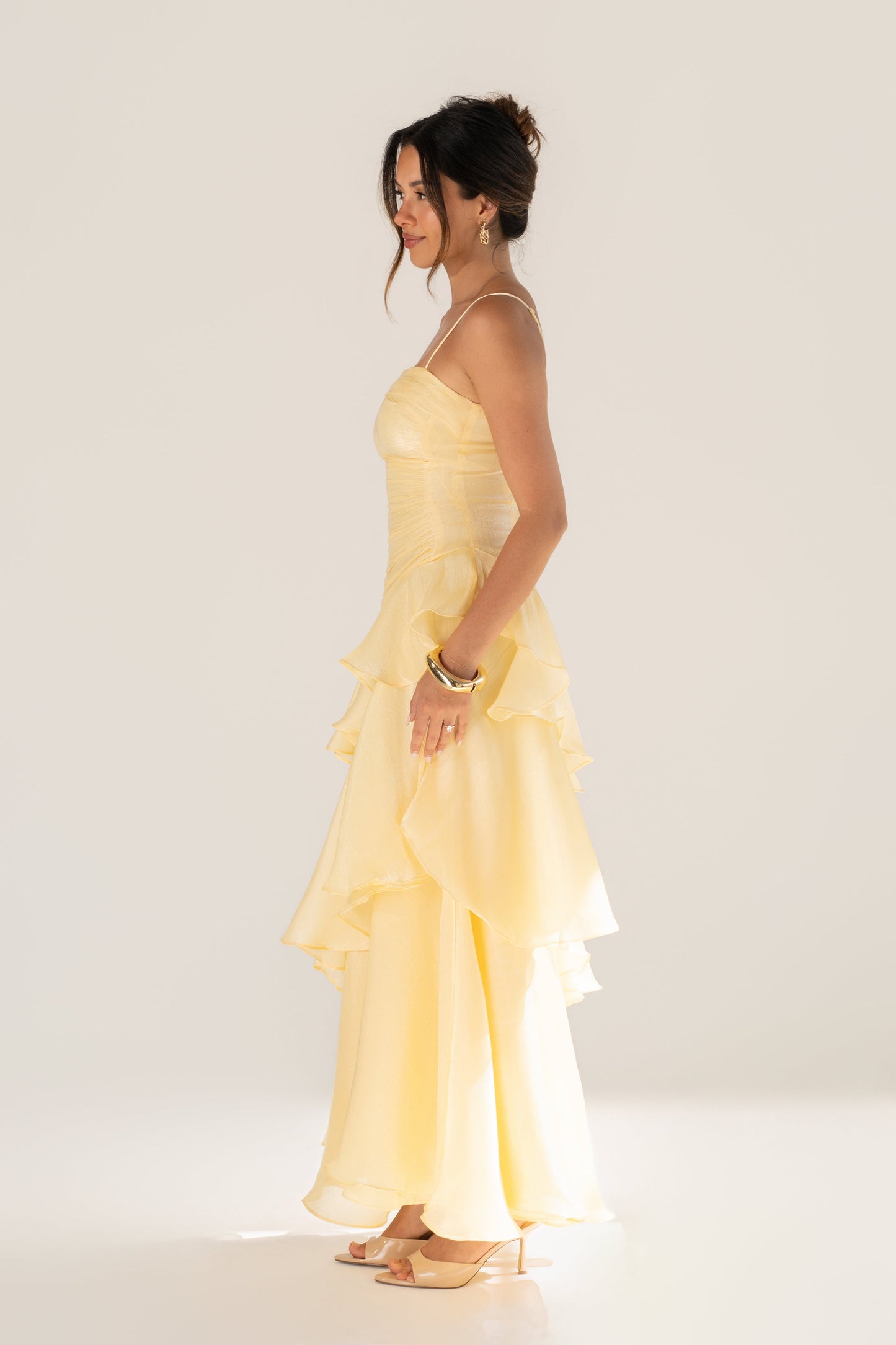 Johanna Shimmering Ruffle Maxi Dress