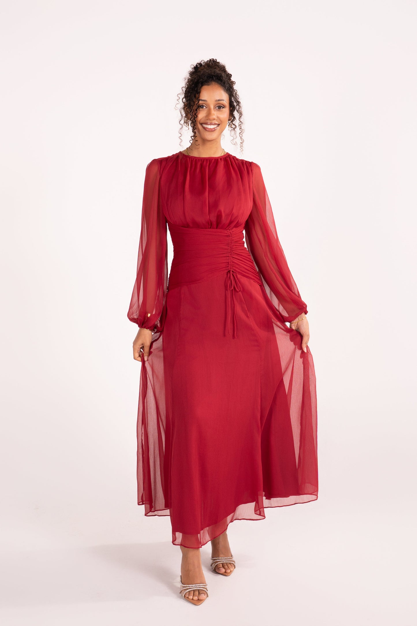 Lunara Long Sheer Sleeve Maxi Dress