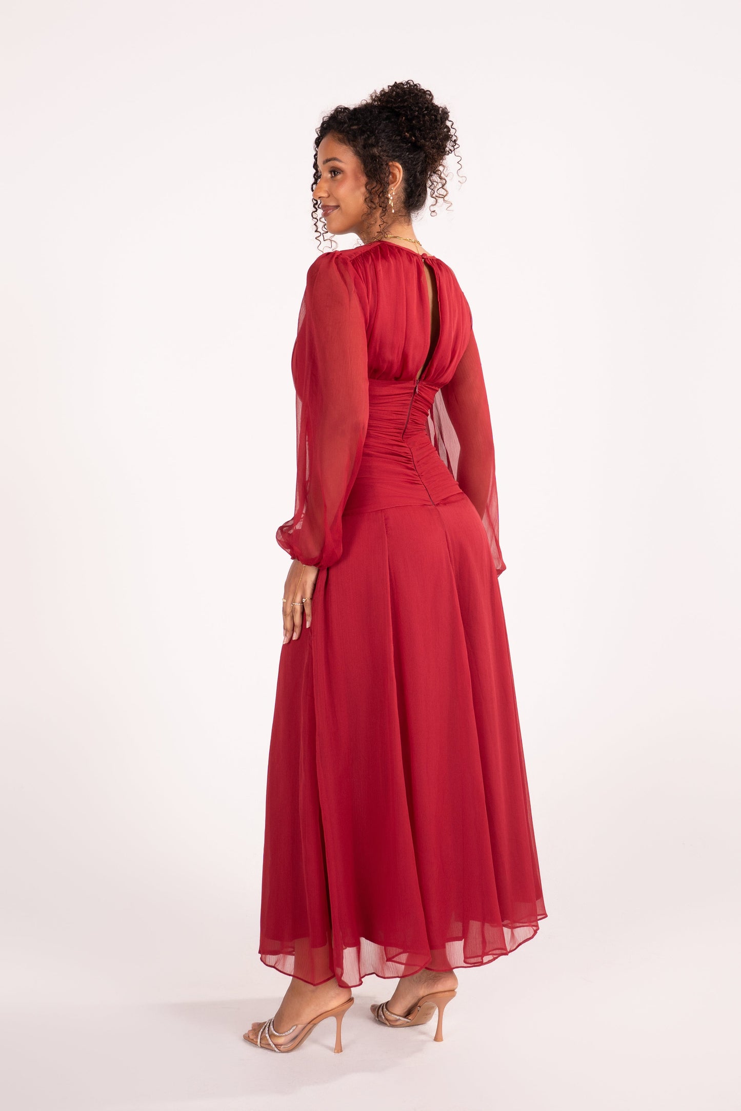 Lunara Long Sheer Sleeve Maxi Dress