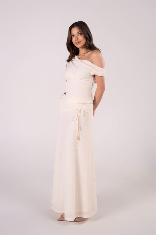 Marlow Cream Knit Drop Shoulder Top & Maxi Skirt