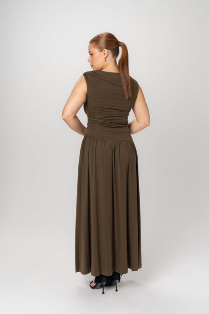 Niamh Asymmetrical Drop Waist Maxi Dress