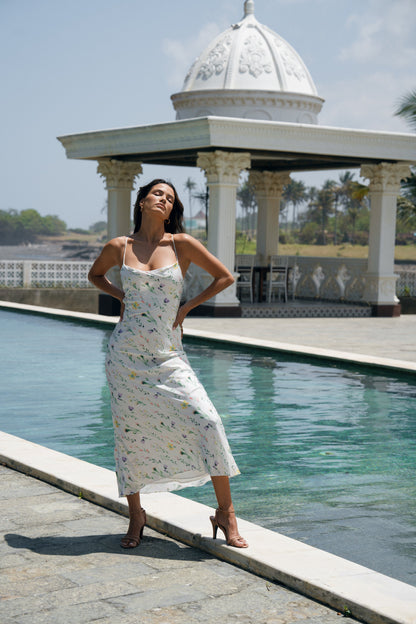 Brailey Print Midi Dress with Halter Straps
